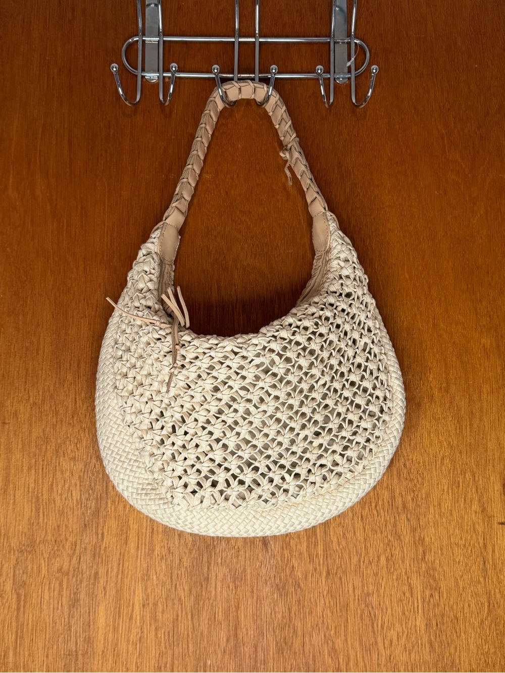 Talbots Cream Woven Straw Hobo